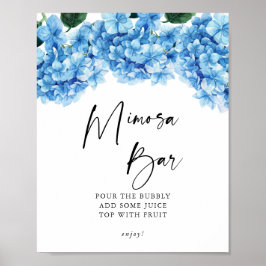Blå Hydrangea Blommig Bröllopsfest Mimosa Bar Poster