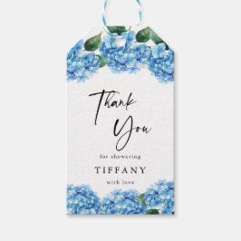 Blå Hydrangea Blommig Bröllopsfest Tack så mycket Presentetikett