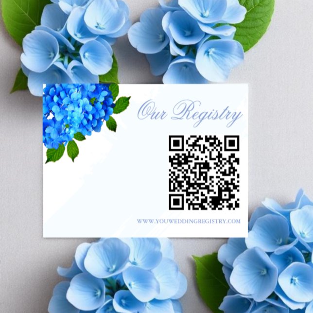 Blå Hydrangea Blommig Bröllopslista Tilläggskort (Skapare uppladdad)