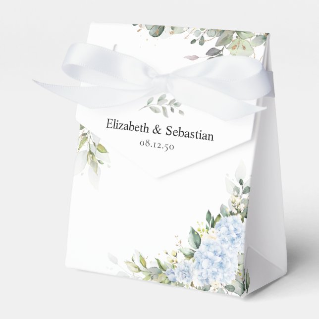 Blå Hydrangea Blommig Bröllopspresentlåda Presentaskar (Framsidan Sidan)