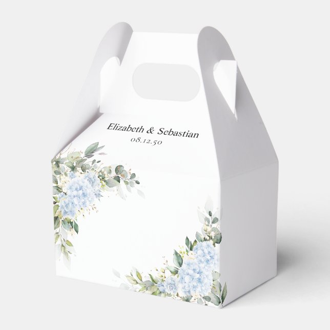 Blå Hydrangea Blommig Bröllopspresentlåda Presentaskar (Framsidan Sidan)