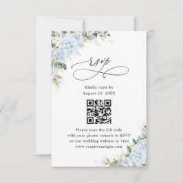 Blå Hydrangea Blommig Bröllopswebbplats QR-kod RSV OSA Kort