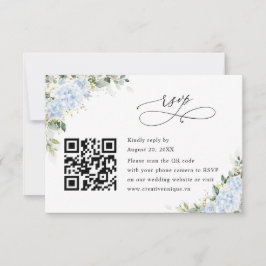 Blå Hydrangea Blommig Bröllopswebbplats QR-kod RSV OSA Kort