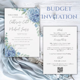 Blå Hydrangea Blommig Budget Bröllop Inbjudningar