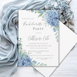 Blå Hydrangea Blommig Elegant Sängkammarparty Inbjudningar