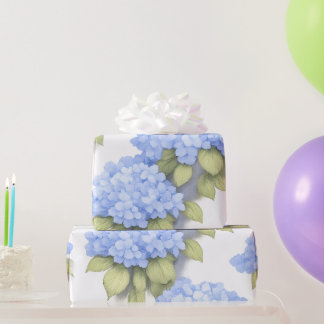 Blå Hydrangea Blommig Inpackningspapper – Boutique Presentpapper