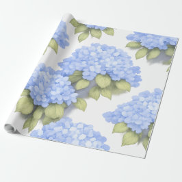 Blå Hydrangea Blommig Inpackningspapper – Boutique Presentpapper
