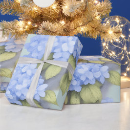Blå Hydrangea Blommig Inpackningspapper – Boutique Presentpapper
