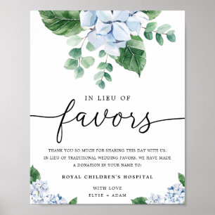 Blå Hydrangea Blommig Istället För Förmånsskylt Poster