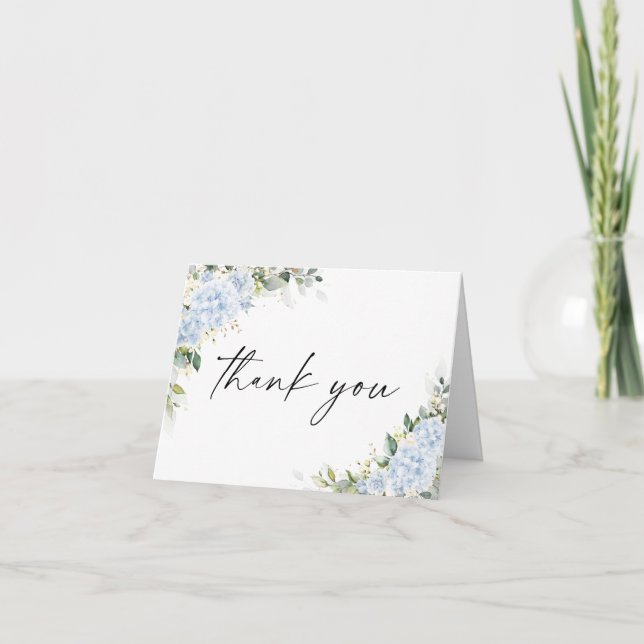 Blå Hydrangea Blommig Tacksamhetskort Tack Kort (Framsida)