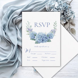 Blå Hydrangea Blommig Vattenfärg Bröllop RSVP OSA Kort