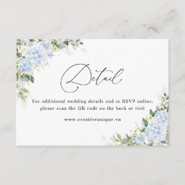 Blå Hydrangea Blommig Webbplats QR-kod Detaljer Tilläggskort