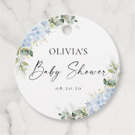 Blå Hydrangea Blommiga Baby Shower Fördelningsmärk Gåvor Etiketter