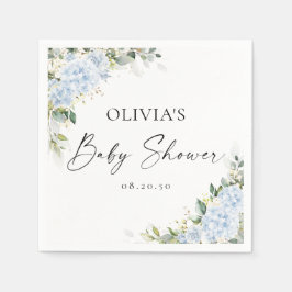 Blå Hydrangea Blommiga Baby Shower Pappersservette Pappersservett