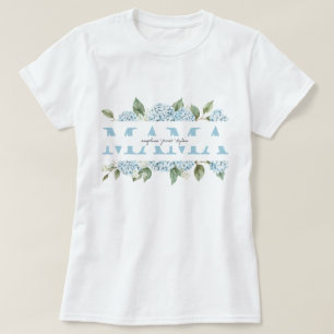 Blå Hydrangea Blommiga Barns Namn Mamma Present T Shirt