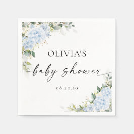 Blå Hydrangea Blommiga Bebis Shower Pappersservett
