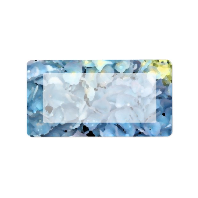 Blå Hydrangea-Blommigt Adressetikett (Framsidan)