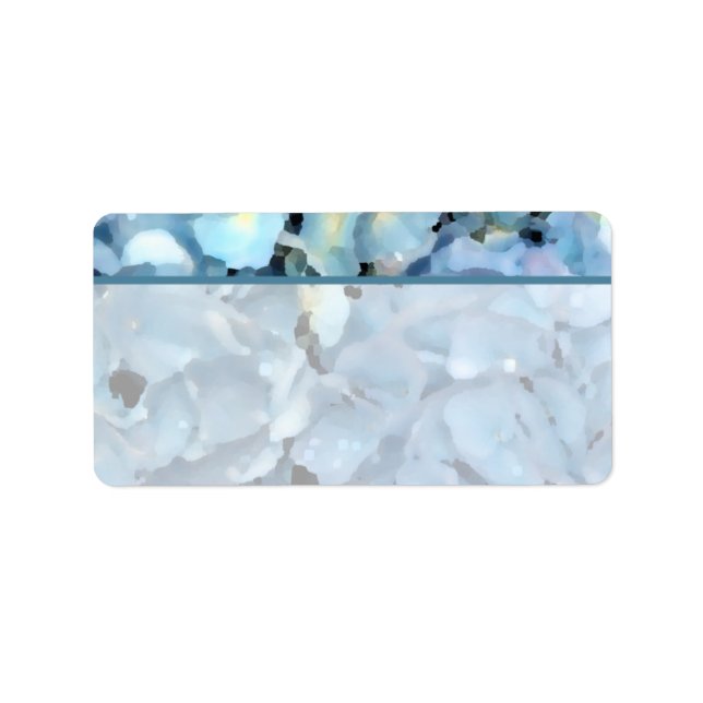 Blå Hydrangea-Blommigt Adressetikett (Framsidan)