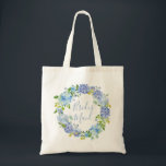 Blå Hydrangea-Blommigt | Bridesmaid Tote Bag Tygkasse<br><div class="desc">Blå Hydrangea-Blommigt | Bridesmaid Tote Bag Gift | Blå vattenfärgsblommor</div>
