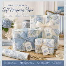 Blå Hydrangea Blommigt Inpackningspapper