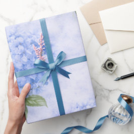 Blå Hydrangea Blommigt Inpackningspapper Presentpapper
