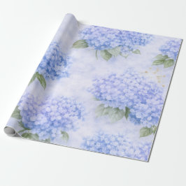 Blå Hydrangea Blommigt Inpackningspapper Presentpapper