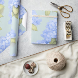 Blå Hydrangea Blommigt Inpackningspapper Presentpapper