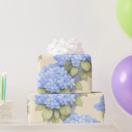 Blå Hydrangea Blommigt Inpackningspapper Presentpapper