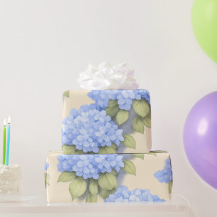 Blå Hydrangea Blommigt Inpackningspapper Presentpapper