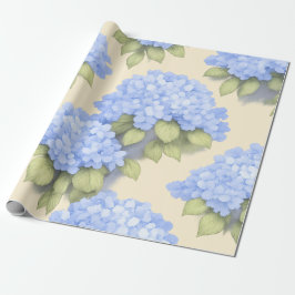 Blå Hydrangea Blommigt Inpackningspapper Presentpapper