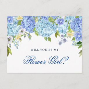 Blå Hydrangea-Blommigt kommer du att bli min ungfl Vykort
