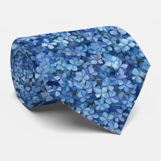 Blå Hydrangea Blommönster Slips (Rullad)