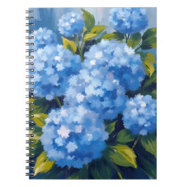 Blå Hydrangea Blommor Akvarell Blommig Anteckningsbok