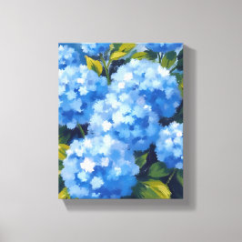 Blå Hydrangea Blommor Akvarell Blommig Canvastryck