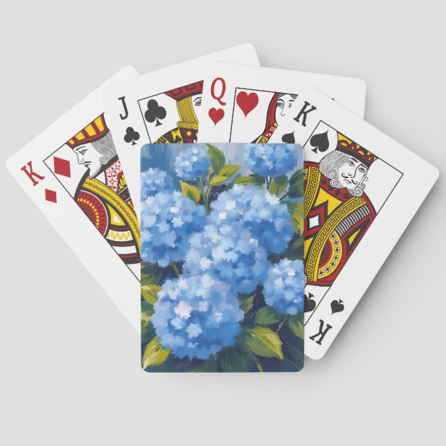 Blå Hydrangea Blommor Akvarell Blommig Casinokort (Baksidan)