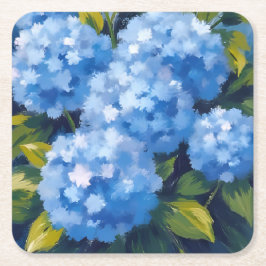 Blå Hydrangea Blommor Akvarell Blommig Underlägg Papper Kvadrat
