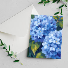 Blå Hydrangea Blommor | Blomma Vattenfärg Kort