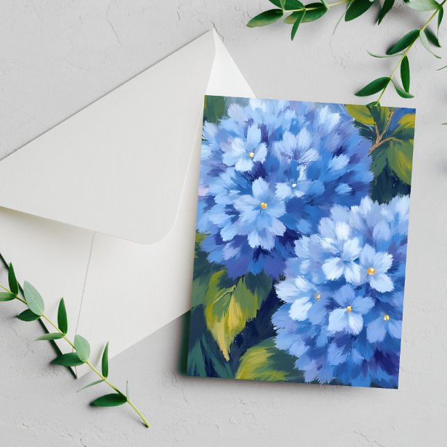 Blå Hydrangea Blommor | Blomma Vattenfärg Kort (Skapare uppladdad)