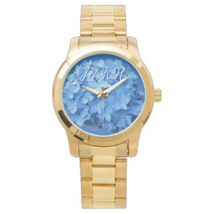 Blå Hydrangea Blommor Initialer Armbandsur