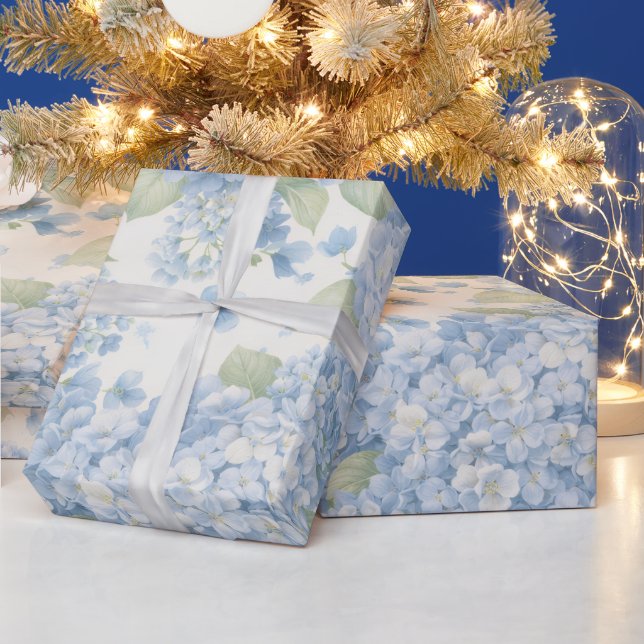 Blå Hydrangea Blommor Knippe Presentpapper (Helgdagar)