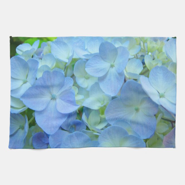 Blå Hydrangea Blommor Köks Handdukar anpassade (Horisontell)