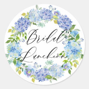 Blå Hydrangea Blommor Möhippa Luncheon Runt Klistermärke