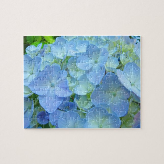 Blå Hydrangea Blommor pussel Blommig Trädgård (Horisontell)