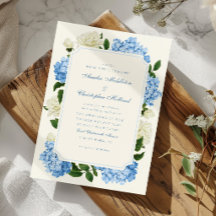 Blå Hydrangea Blommor & Vita Rosor Trädgård Bröllo