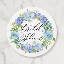 Blå Hydrangea Blomsterkrans Bröllopsfest Gåvor Etiketter