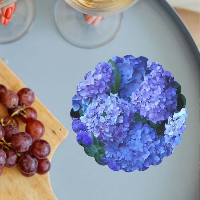 Blå Hydrangea Blooms, Blommigt Underlägg Papper (In Situ Wedding)