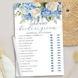Blå Hydrangea Bride eller Groom Möhippa Game Flygblad