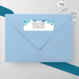 Blå Hydrangea Bröllop-adressetikett Returadress Etikett