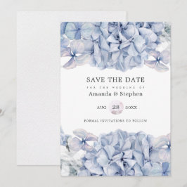 Blå Hydrangea Bröllop Spara Datumet