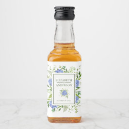 Blå Hydrangea Bröllop Spritflaskor Etikett